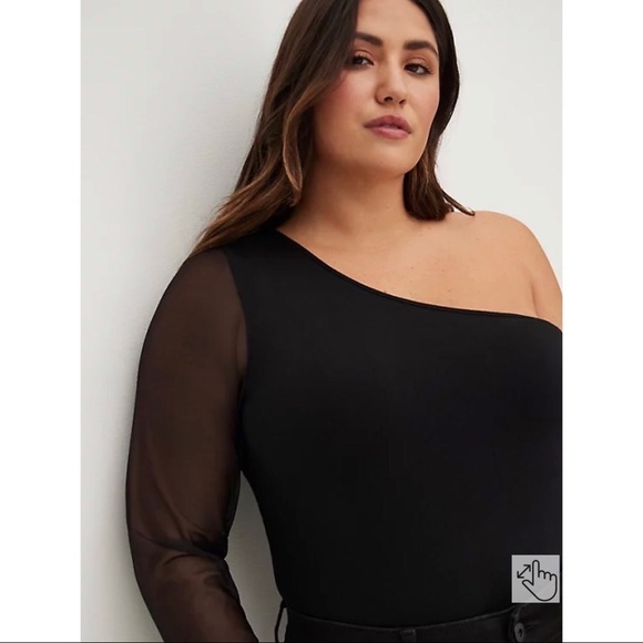 NWT TORRID One Shoulder Top Foxy and Mesh Black Size 4X - Picture 3 of 7